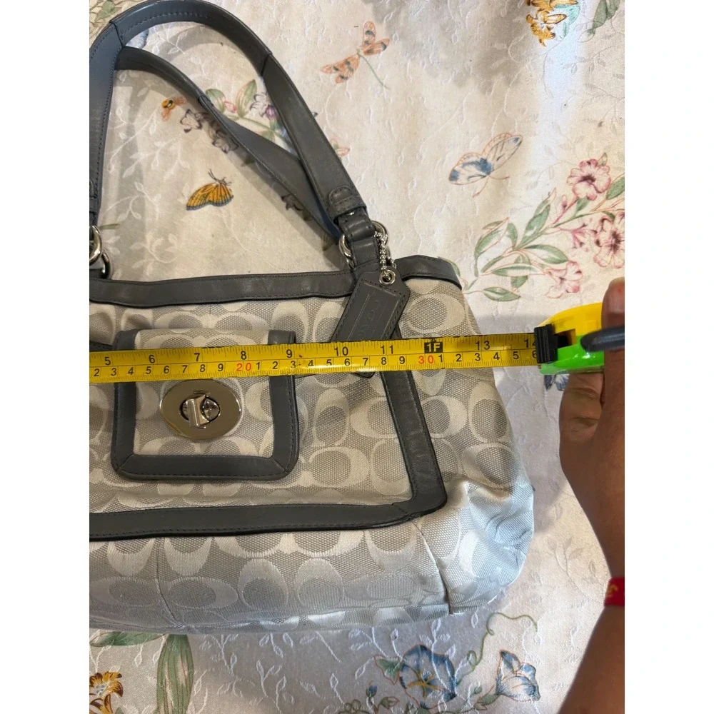 Coach Penelope Signature Grey Jacquard Canvas Leather Shoulder Bag F14934